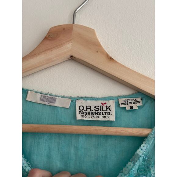 VINTAGE Rare l.magnin Blue Sequin Midi Dress Size Small - Picture 3 of 4